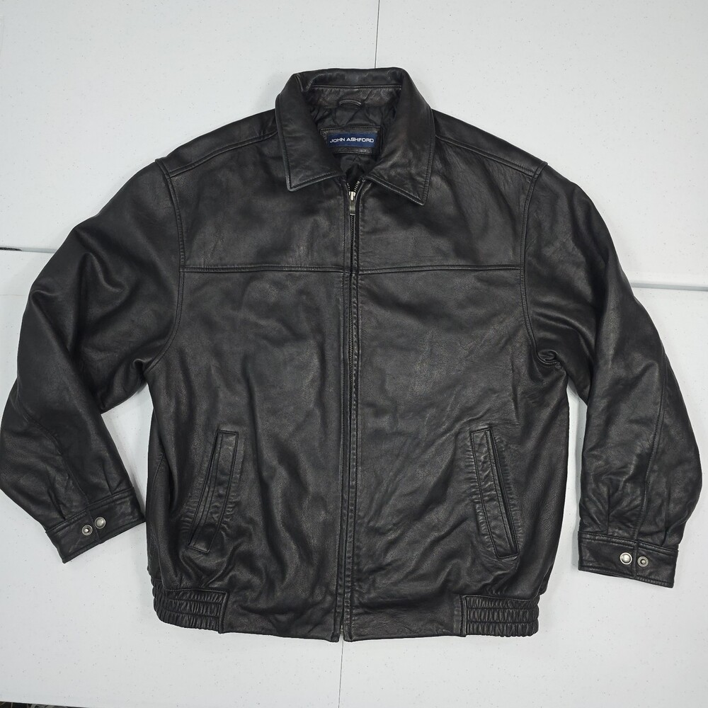 Vintage With Rip John Ashford Soft Black Leather Bomber Jacket